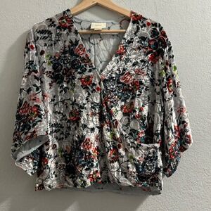 Maeve Anthropologie Floral Velvet Burnout Blouse Top XS‎ Small